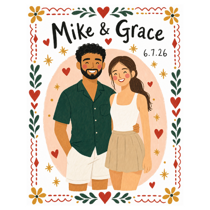 Custom Couple Folk Art